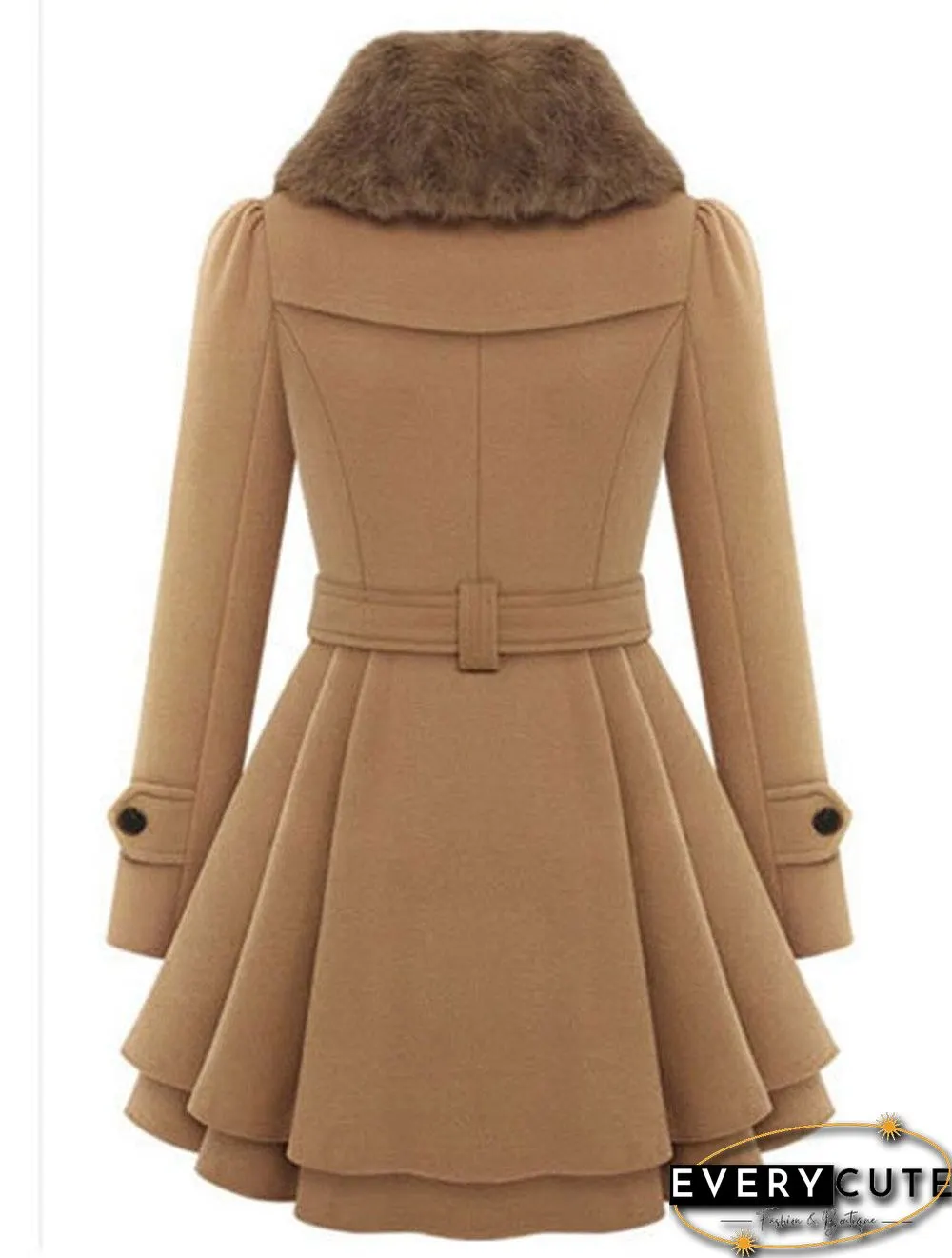Fold-Over Collar Plain Coat