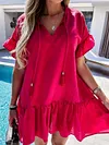 Solid Color Loose Casual Mini Dress