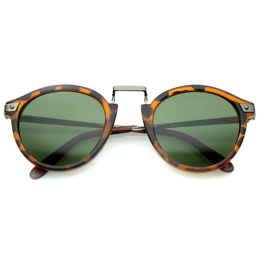 Retro Horn Rimmed Metal Nose Bridge P3 Round glasses 50mm