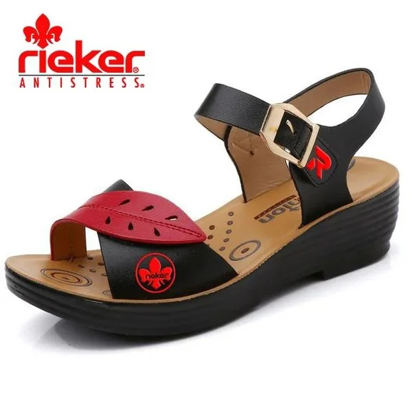 RIEKER® POHODLNÉ KOŽENÉ SANDÁLE S MÄKKOU, PROTIŠMYKOVOU PODRÁŽKOU