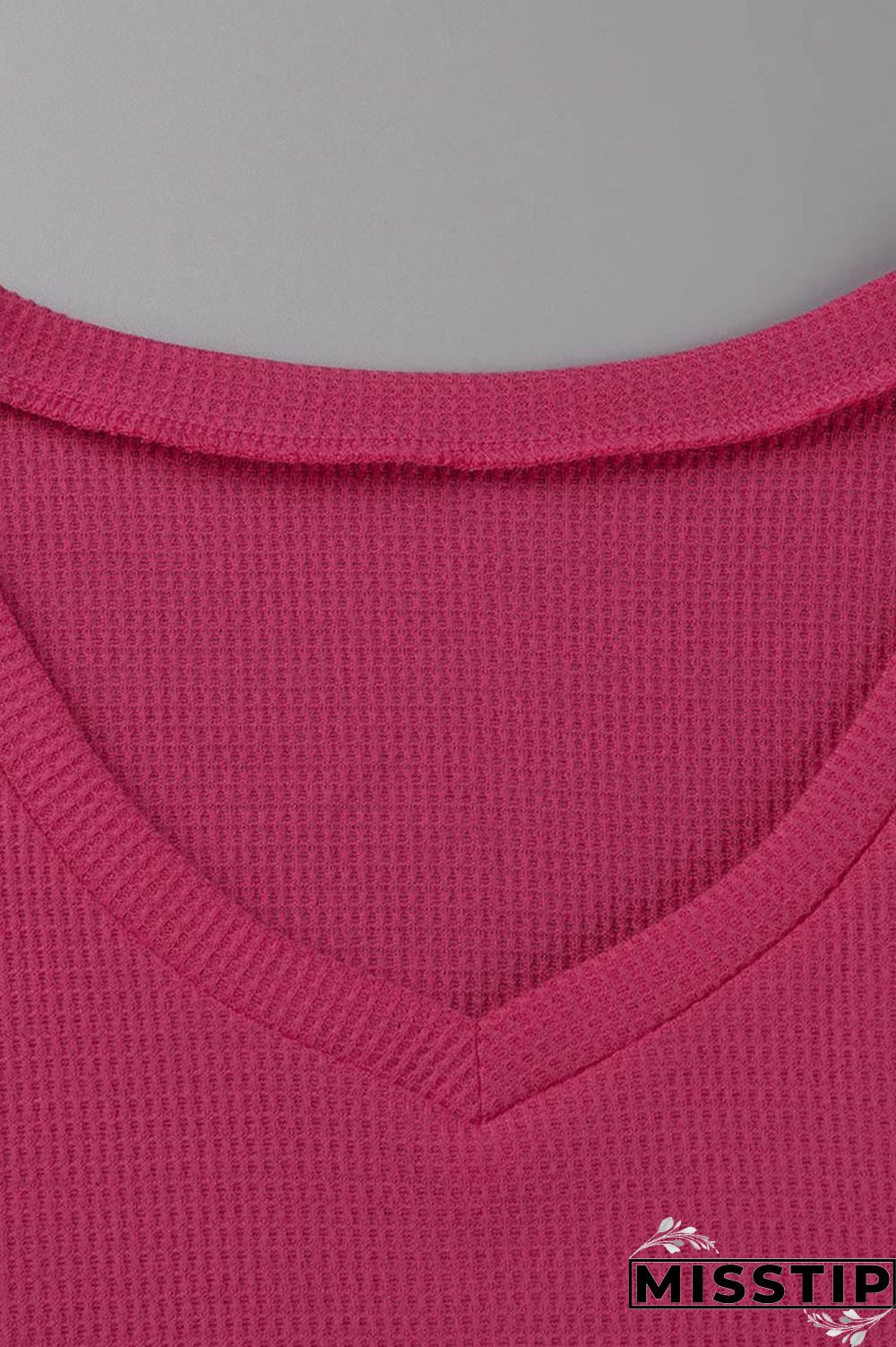 Rose Red Casual Solid Patchwork Slit V Neck Plus Size Two Pieces