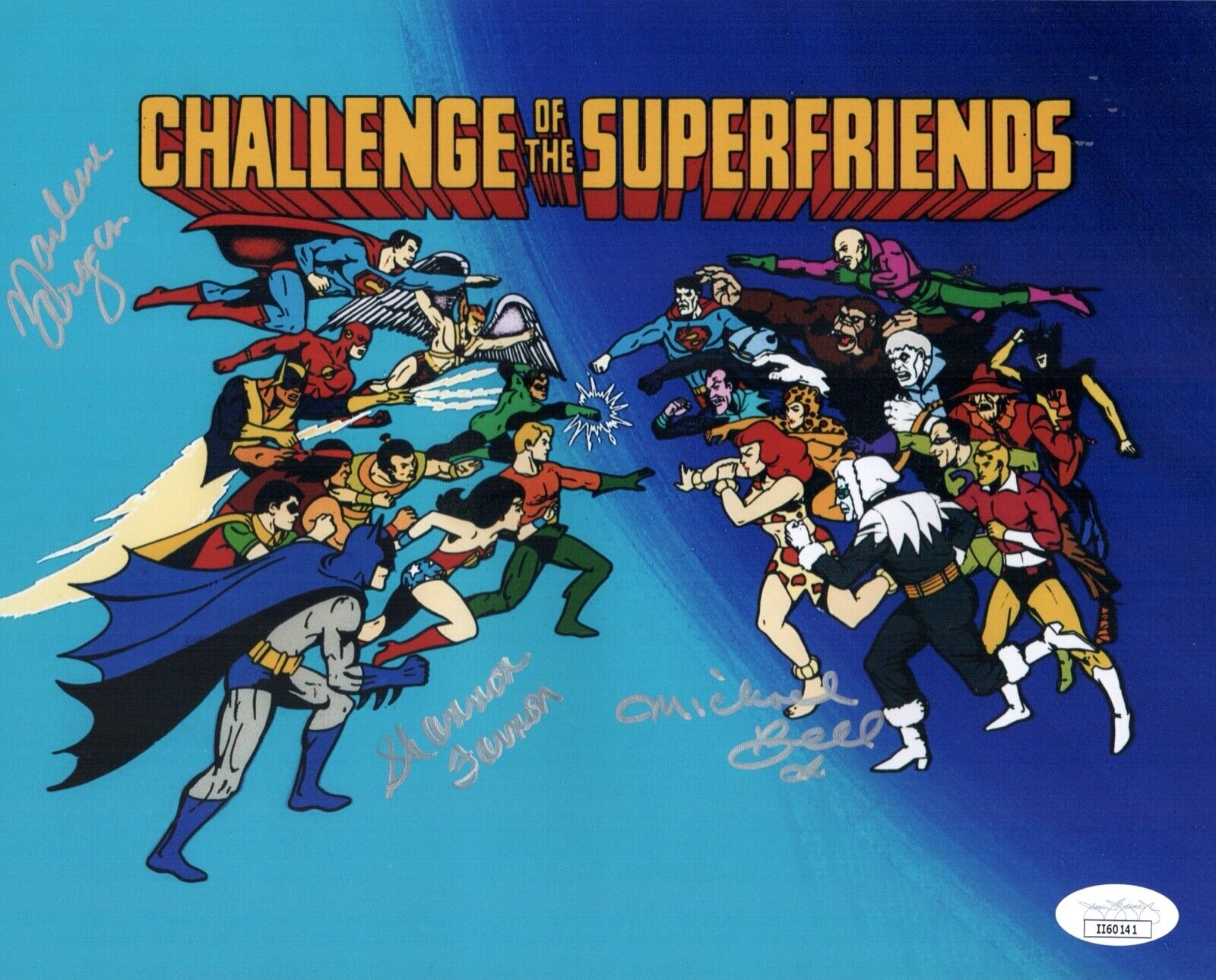 MICHAEL BELL & SHANNON FARNON Signed SUPERFRIENDS 8x10 Photo Poster painting Autograph JSA COA