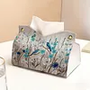 Jungle Birds DIY PU Diamond Painting Tissue Box Kit Desktop Tissue Holder with Rhinestone Diamond Desk Decorative Tissue Box for Adults Desktop Storage Organizer