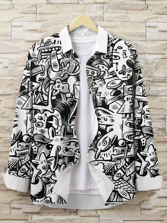 Men's Hip-Hop Graffiti Art Print Long Sleeve Shirt