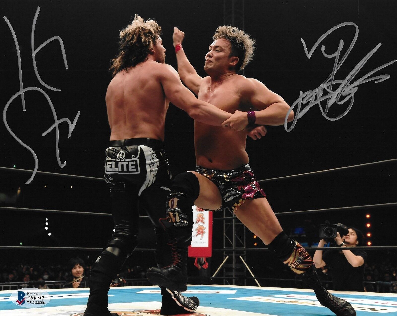 Kazuchika Okada Kenny Omega Signed 8x10 Photo Poster painting BAS COA New Japan Pro Wrestling 2