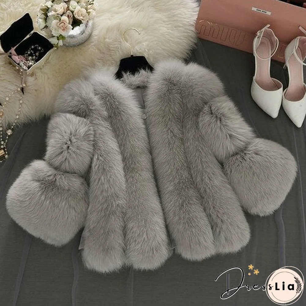 High Quality Faux Fur Coat For Women Winter Warm Fluffy Fake Fur Jacket Outerwear Plus Size Plush Coat Female Overcoat