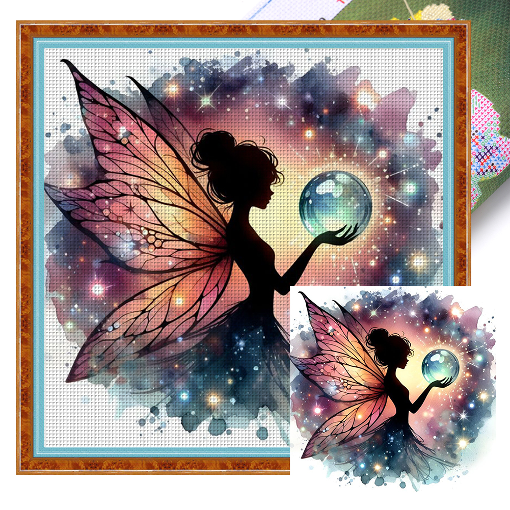 Butterfly Elf Full 11CT Pre-stamped Canvas(45*45cm) Cross Stitch