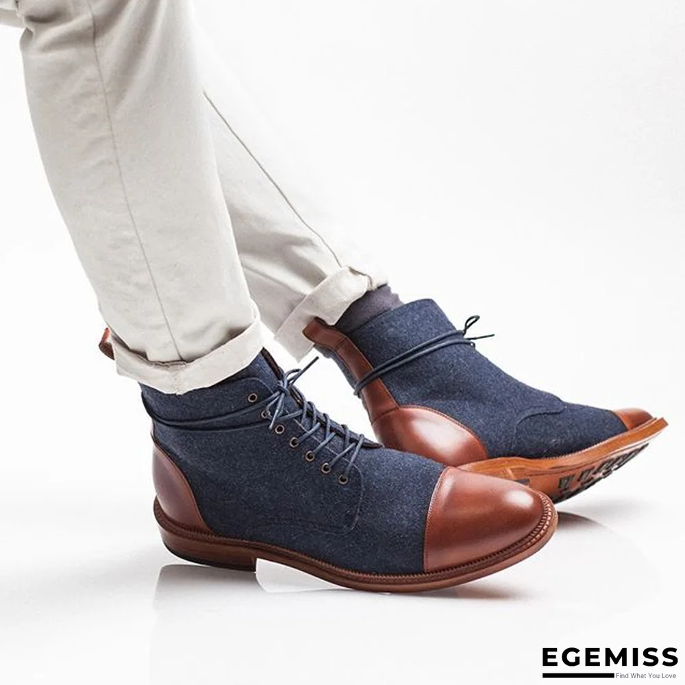 Handmade Color Stitching Suede Ankle Boots | EGEMISS