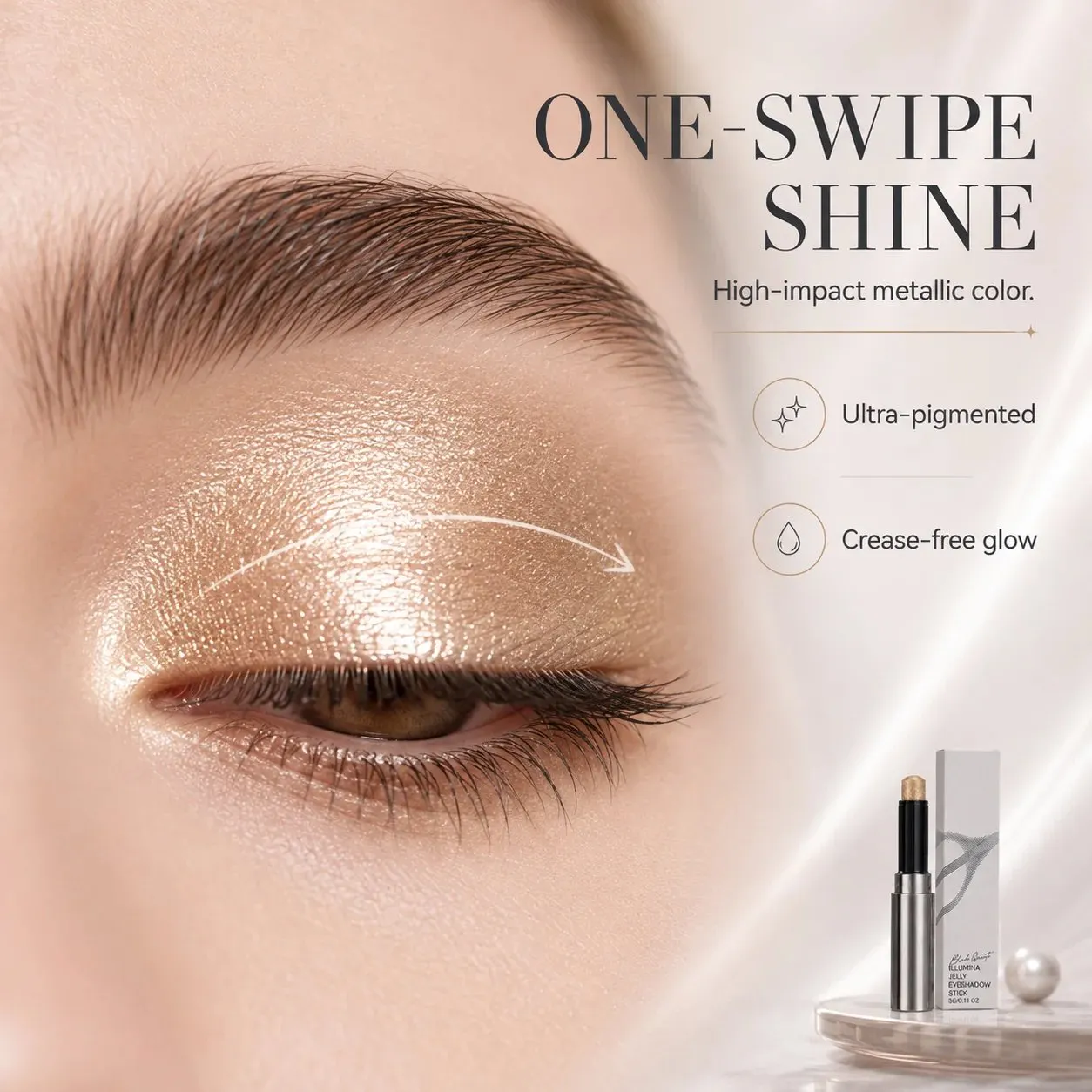 One swipe metallic jelly eyeshadow shine