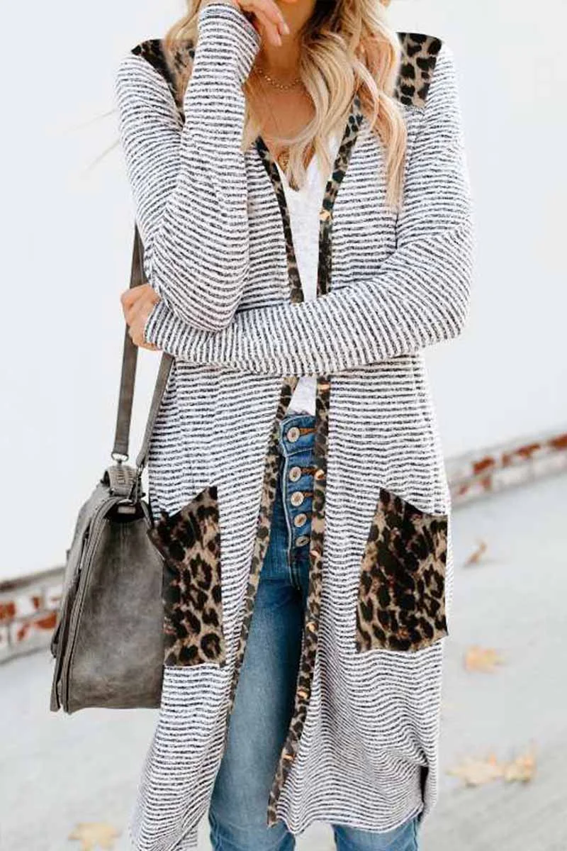 Abebey Loose Leopard Print Knitted Cardigan