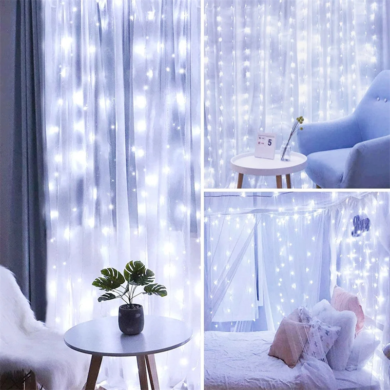 Tegooe USB Powered LED Curtain String Lights with Remote - 8 Modes