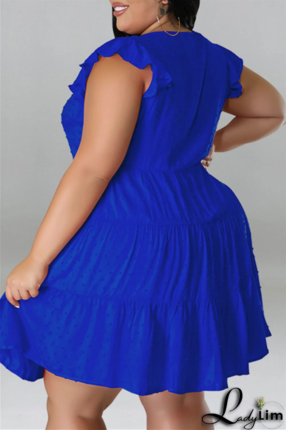 Black Fashion Casual Plus Size Solid Patchwork V Neck Sleeveless Dress