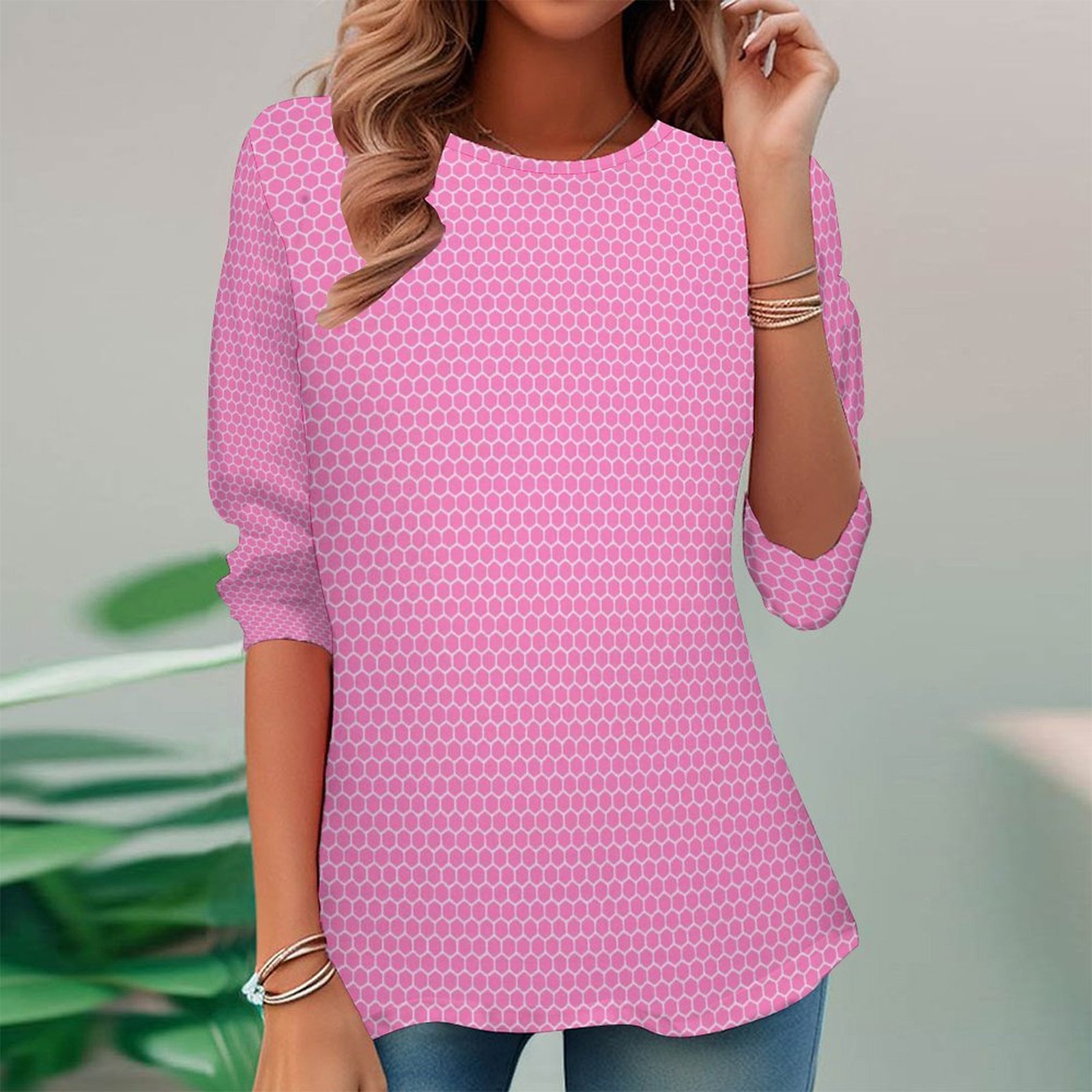 Women Long Sleeve V-neck Graphic Floral Printed Top