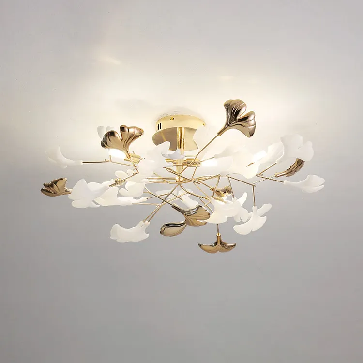 Olivia Elegant Leaf Ceramic Metal Flush Mount Ceiling Light