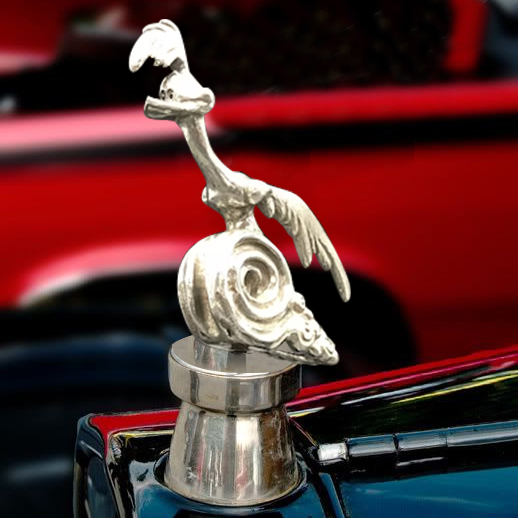 thumbnail image 2 of Silver Cartoon Rocket Rider Car Ornament - Resin Hood Badge Decoration 2 of 3