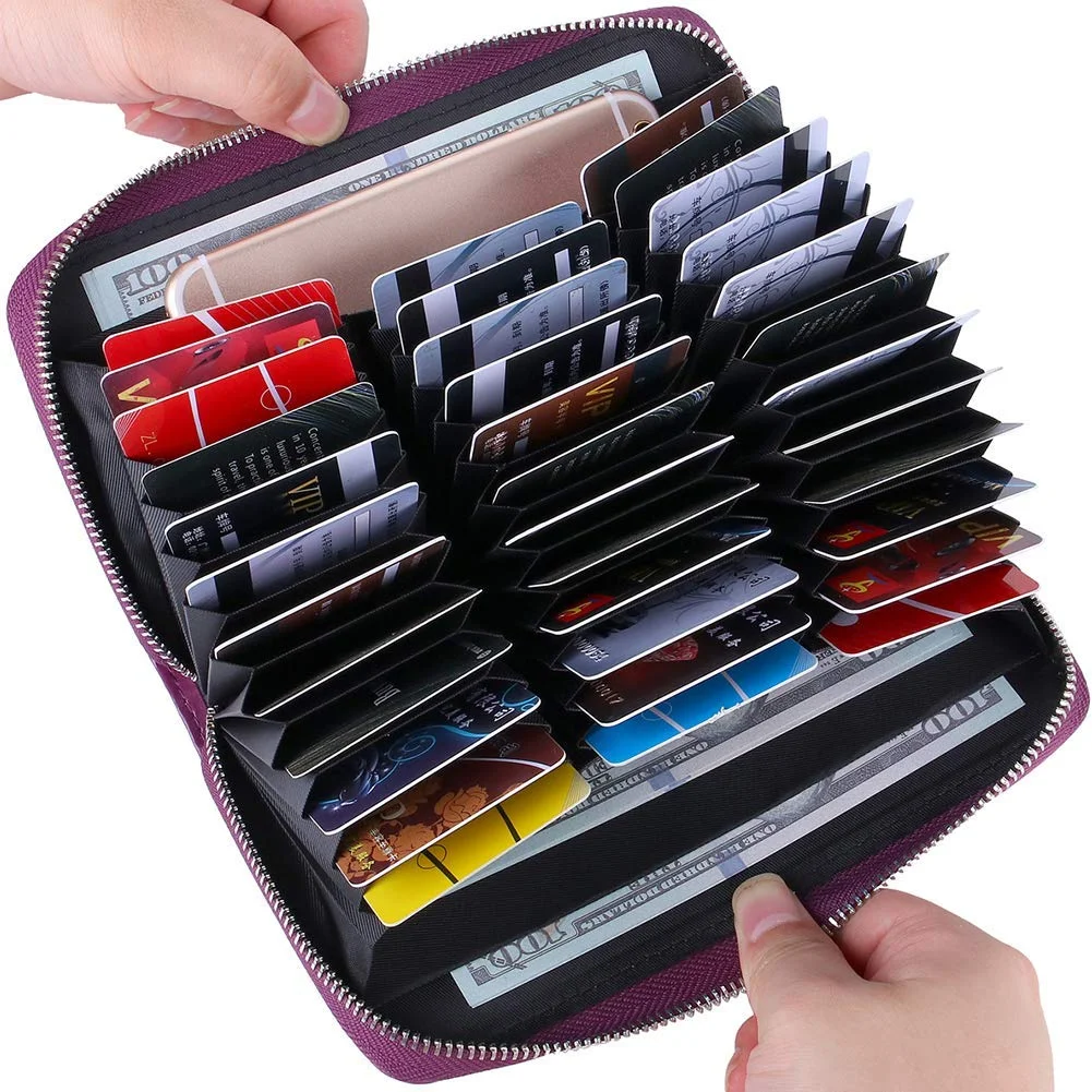 womens Credit Card Wallet Leather RFID Wallet , Huge Storage Capacity