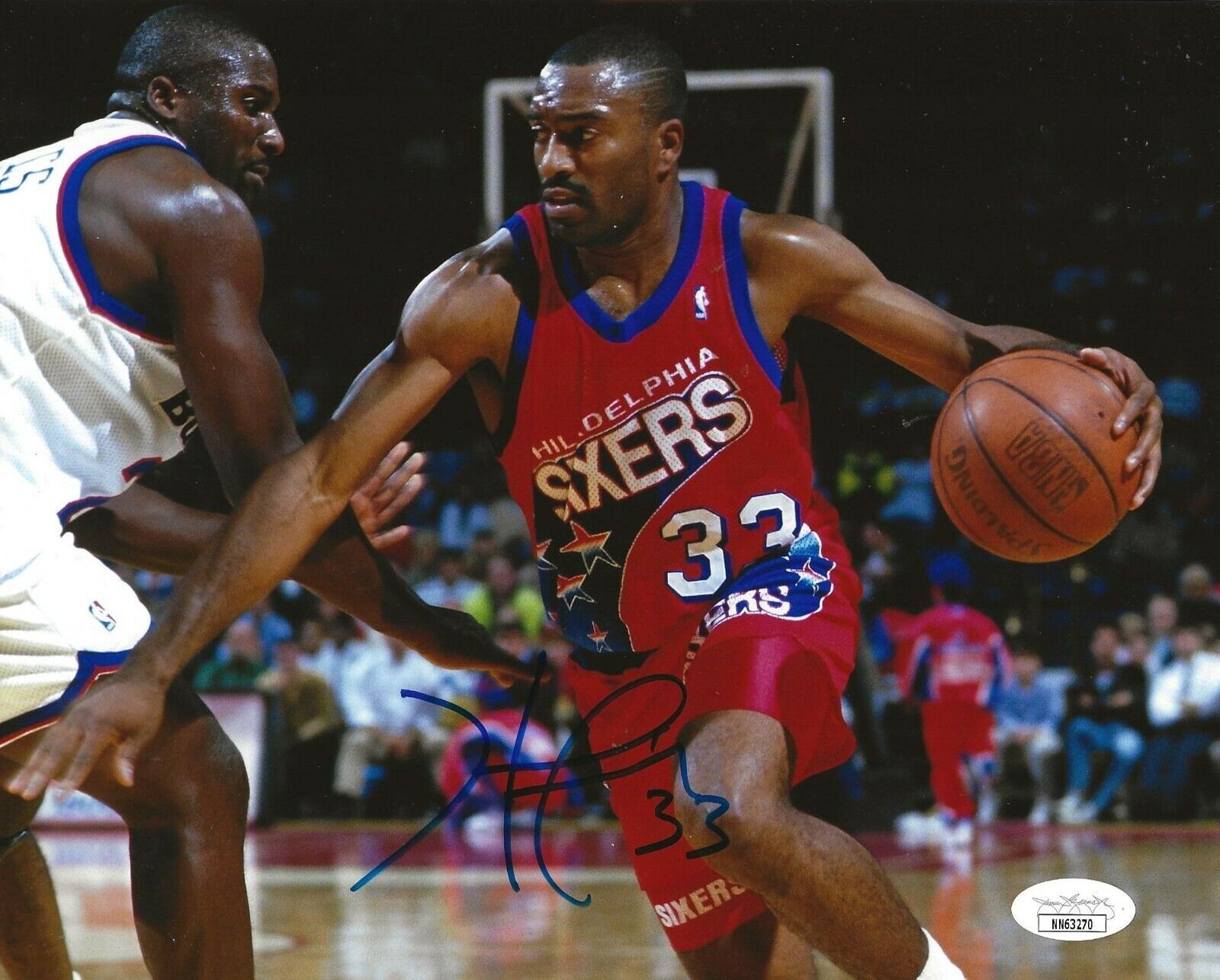 Hersey Hawkins signed Philadelphia 76ers 8x10 Photo Poster painting autographed Sixers JSA