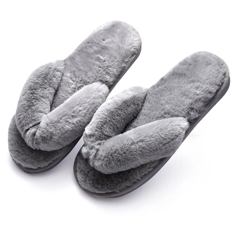 Fashion Fur Women Home Slippers Autumn Winter Warm Flat Ladies Shoes Slip on Plush Women Flip Flops Slides