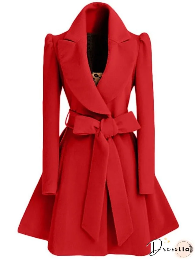 Women's Coat Party Daily Valentine's Day Fall Winter Long Coat Regular Fit Warm Elegant Casual Jacket Long Sleeve Solid Color Quilted Black Red Beige