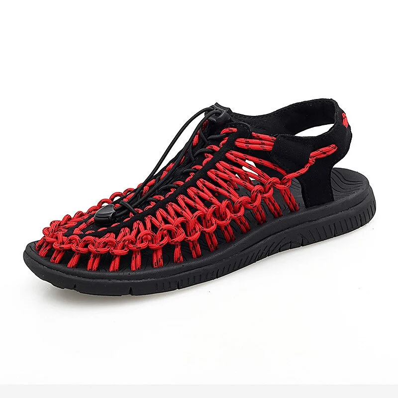 Summer Men's Sandals Beach Breathable Sandals Handmade Weaving Design Casual Beach Shoes Lightweight Soft Bottom Outdoor Sandals