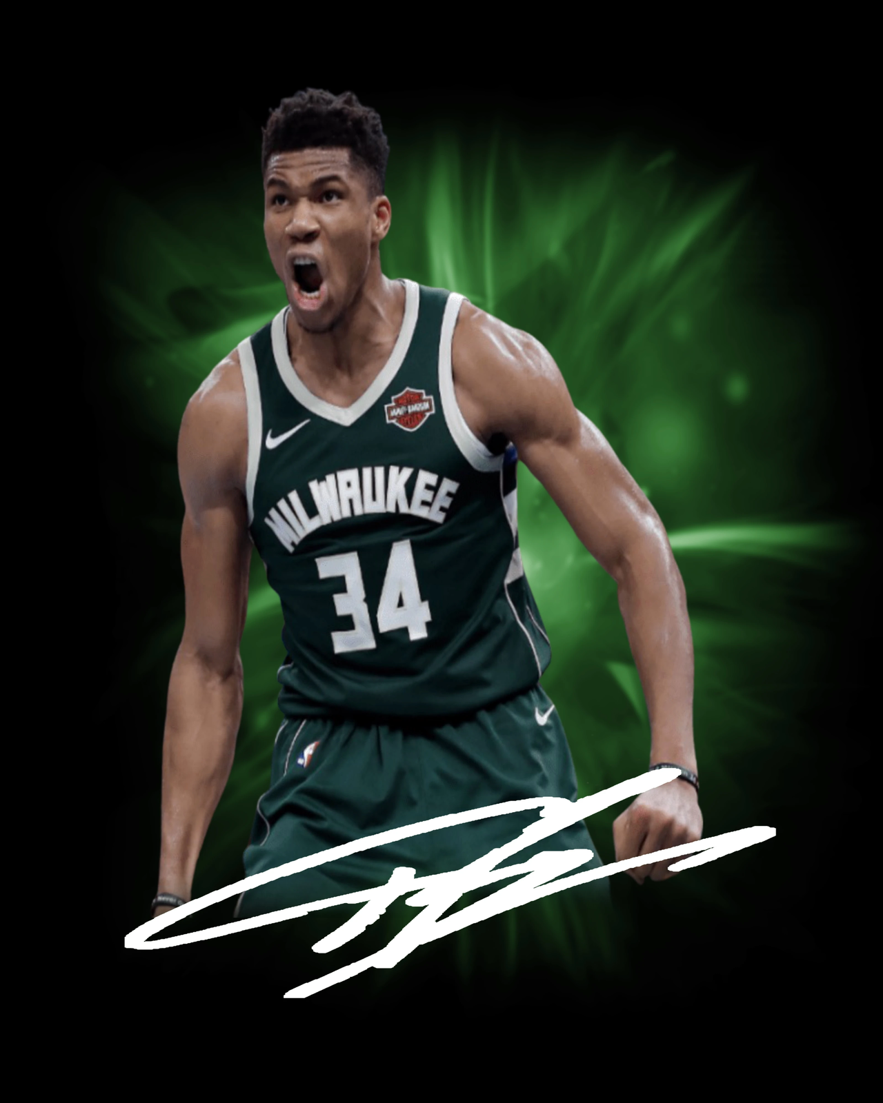 Giannis Antetokounmpo Facsimile Signed 8x10 Photo Poster painting Milwaukee Bucks Green