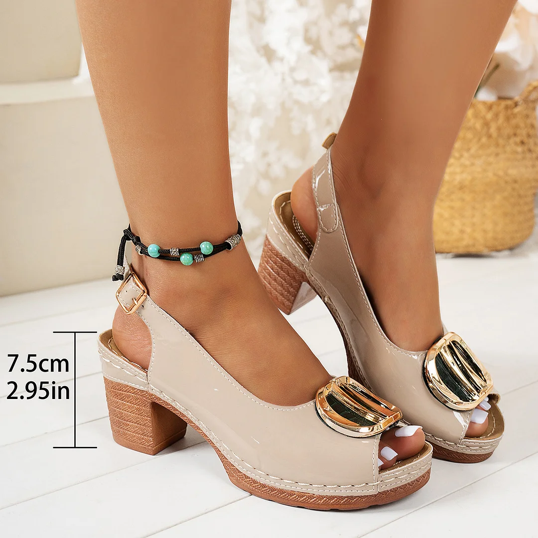 Yyvonne Summer New Large-Size Women's High-Heeled Sandals Fish Mouth Shoes Polyurethane Soles