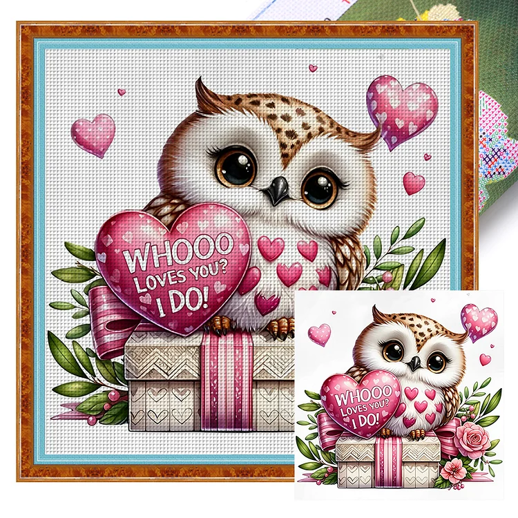 Love Owl 11CT Stamped Cross Stitch 40*40CM
