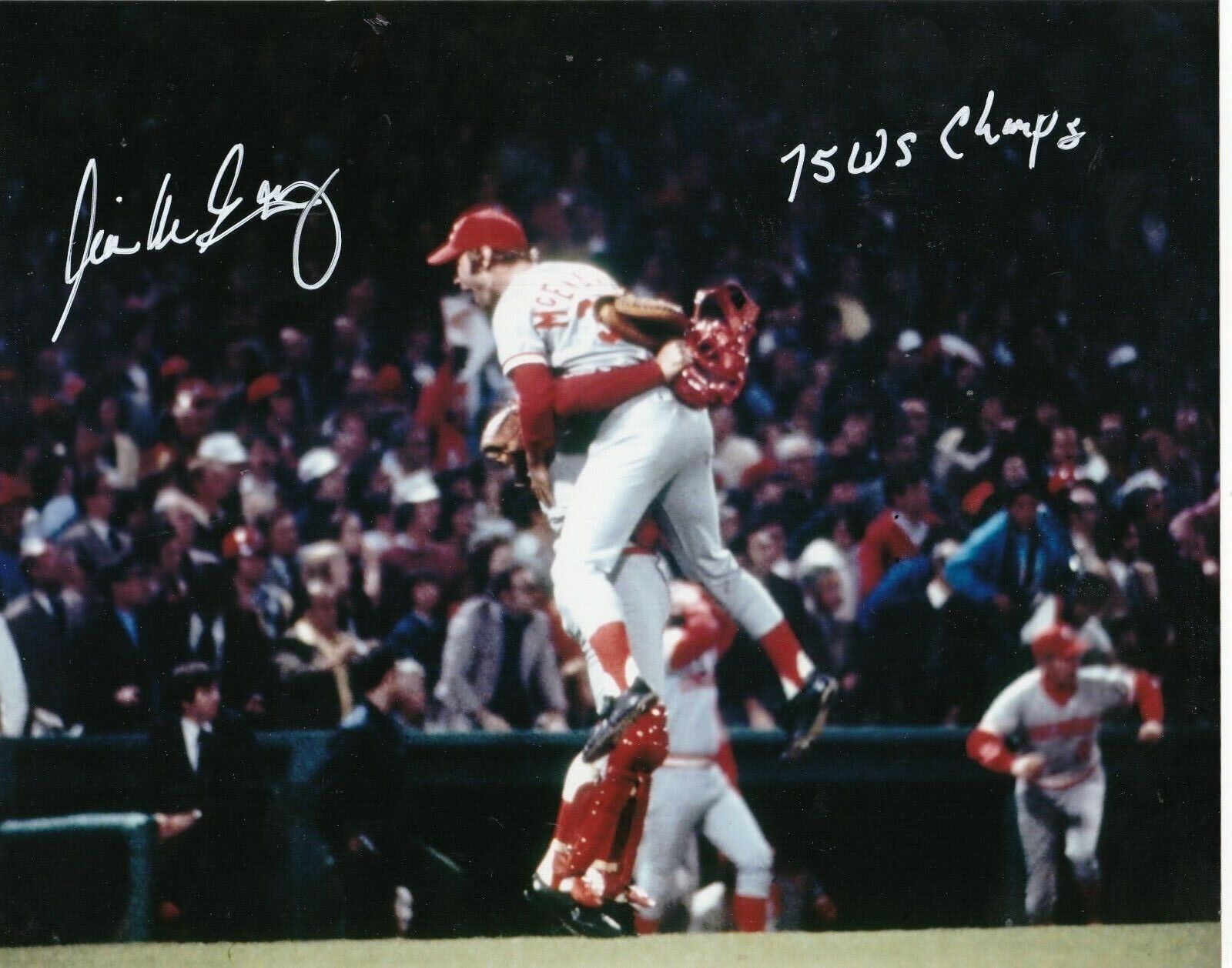 WILL MCENANEY CINCINNATI REDS 75 WS CHAMPS ACTION SIGNED 8x10