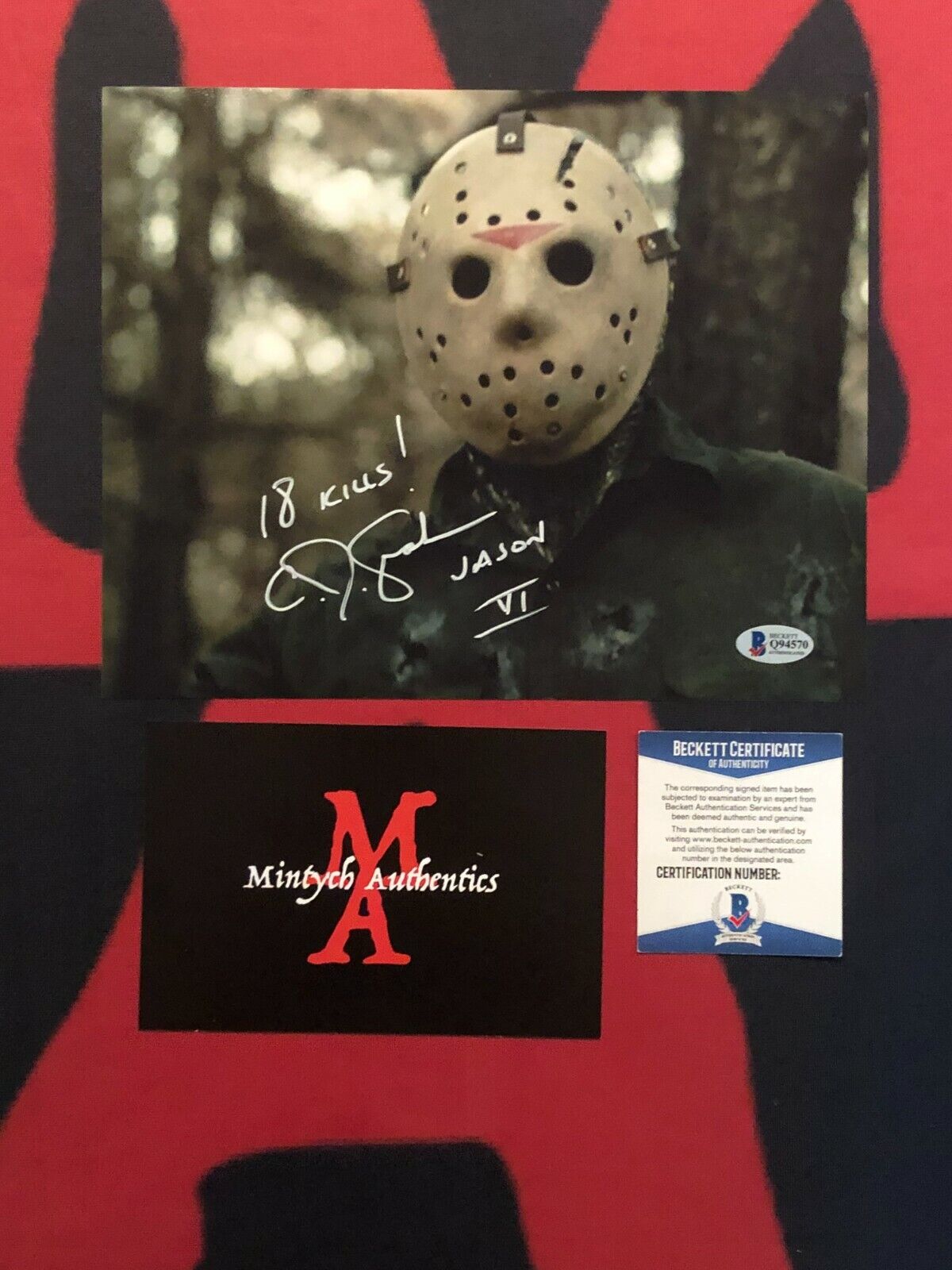 CJ C.J. GRAHAM AUTO SIGNED 8x10 Photo Poster painting! BECKETT AUTHENTIC FRIDAY THE 13TH! JASON