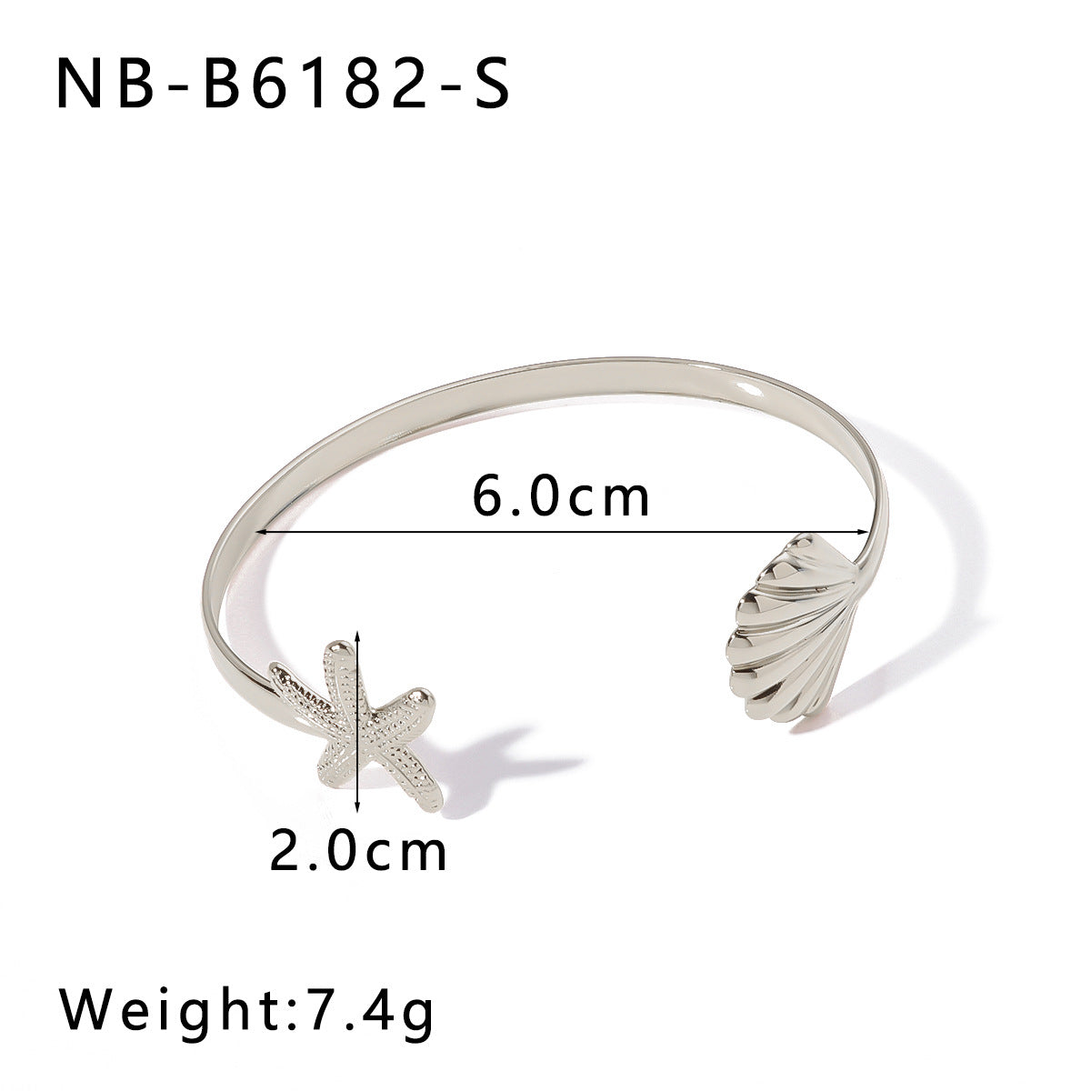 Versatile Ocean Element Starfish Scallop Opening Adjustable Fashion Stainless Steel Bracelet