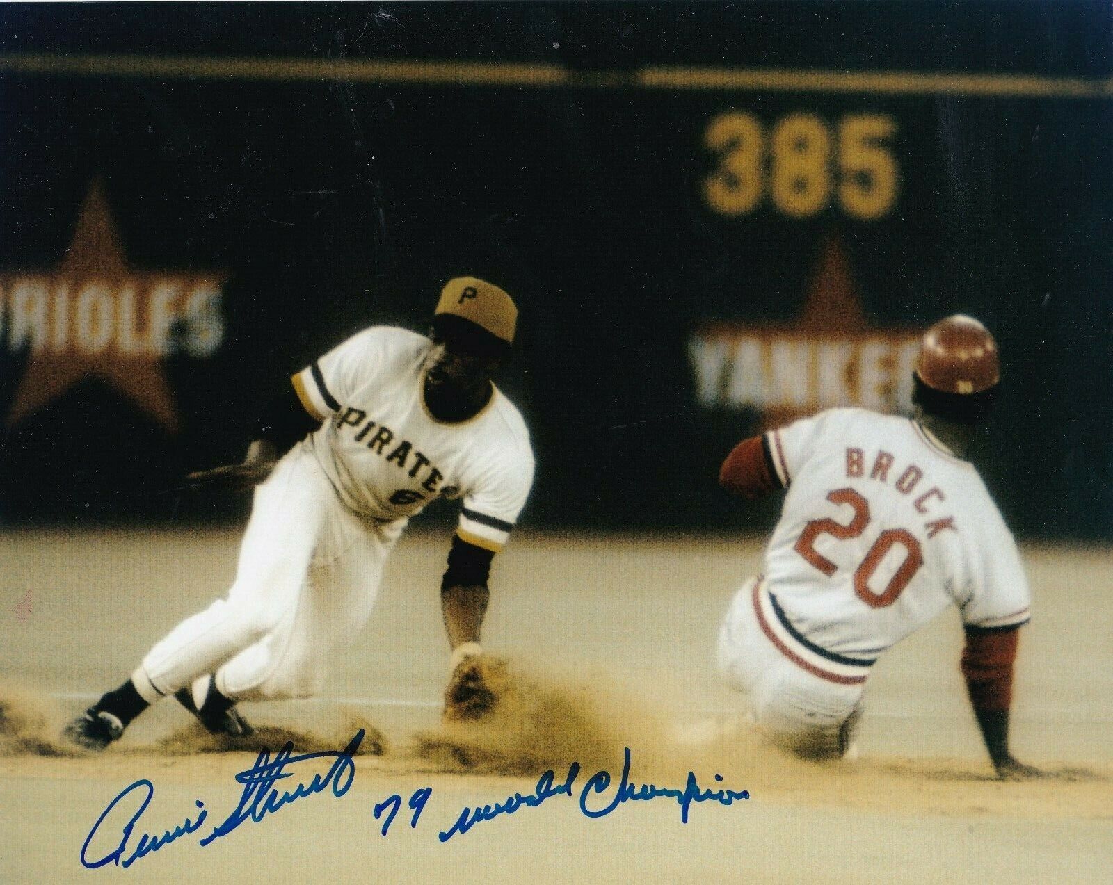 RENNIE STENNETT PITTSBURGH PIRATES 79 WORLD CHAMPS ACTION SIGNED 8x10 Photo Poster painting