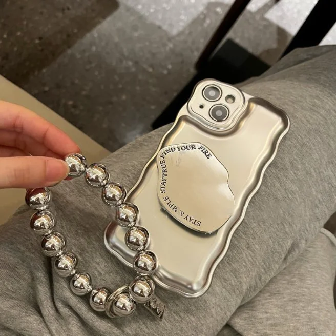 Matte Silver Bead Bracelet Air Cushion Case for iPhone