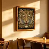Ornate Golden Tiger Face Special Shaped 5D DIY Partial Drill Diamond Painting Kits for Adults Beginners Home Decor Diamonds Dots Gem Art Kits 11.81 X11.81inch