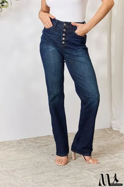 Judy Blue Full Size Button-Fly Straight Jeans