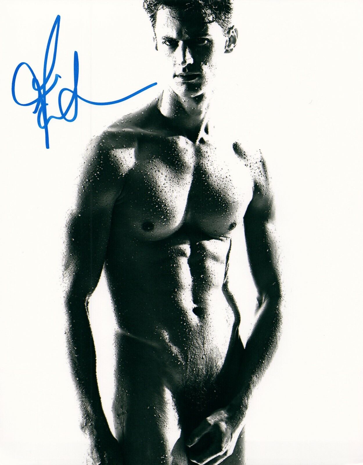 Garrett Neff Shirtless Handsome Model B&W Signed 8x10 Autographed Photo Poster painting COA 2