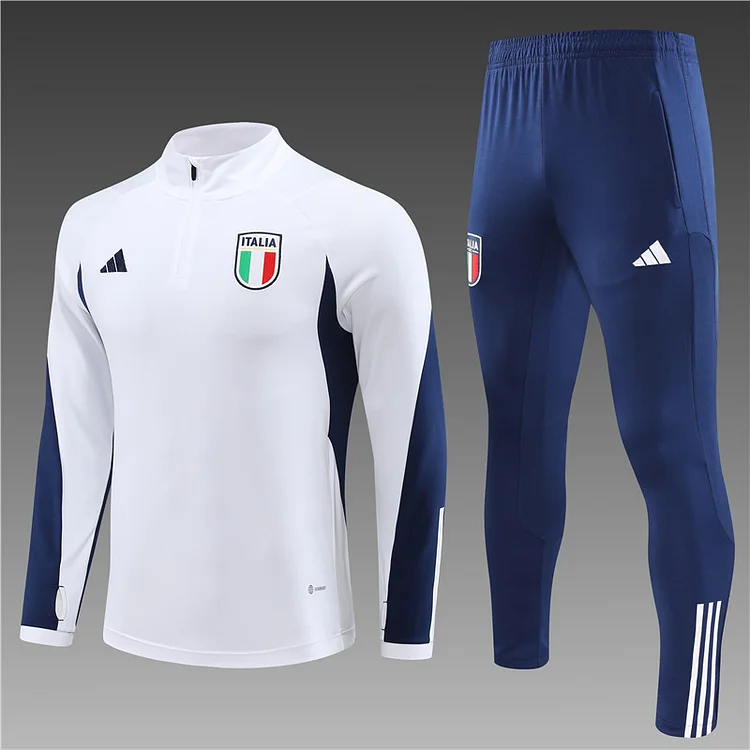 2023-24 Italy white half-zip training suit
