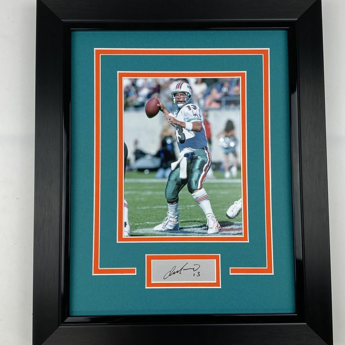 Framed Dan Marino Facsimile Laser Engraved Auto Miami Dolphins Football Photo Poster painting