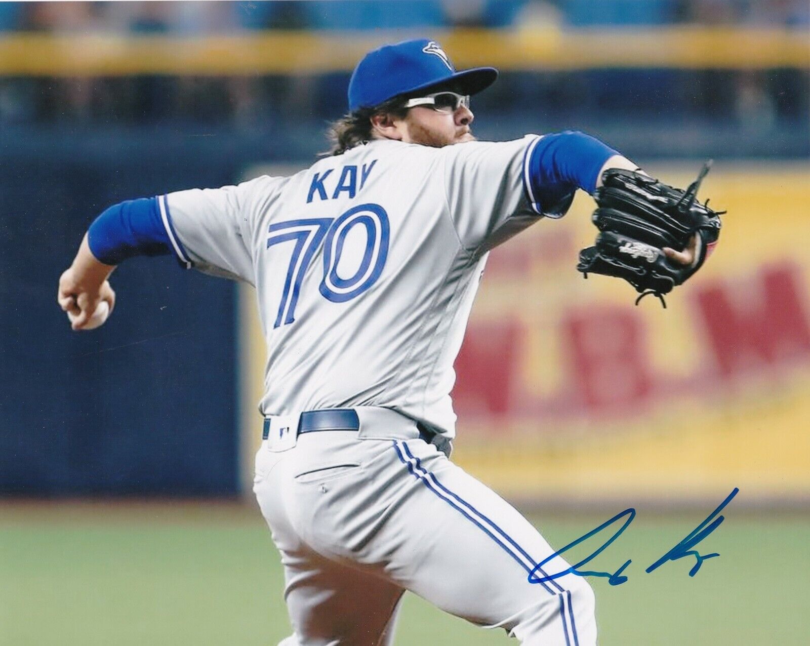 ANTHONY KAY TORONTO BLUE JAYS ACTION SIGNED 8x10