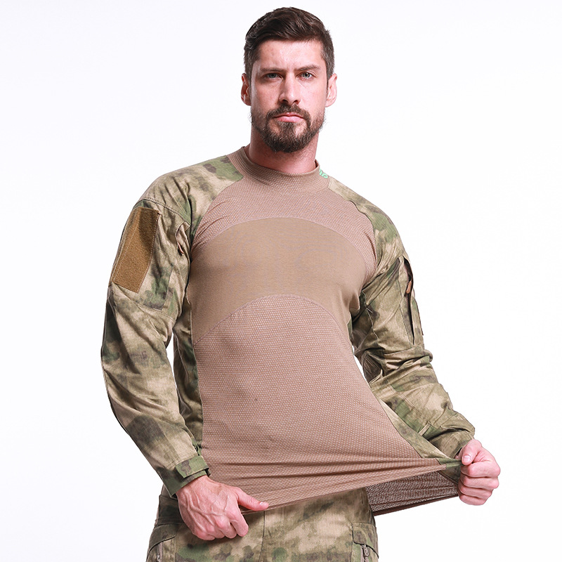 Stitching camouflage Frog Suit Loog Sleeve Fitness Pullover Crewneck