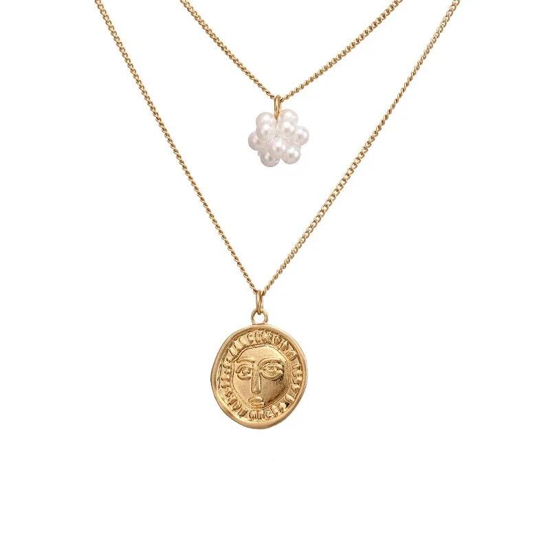 Round Baroque Double Layer Pendant Necklace | Oxredo Shop Ramadan Sale