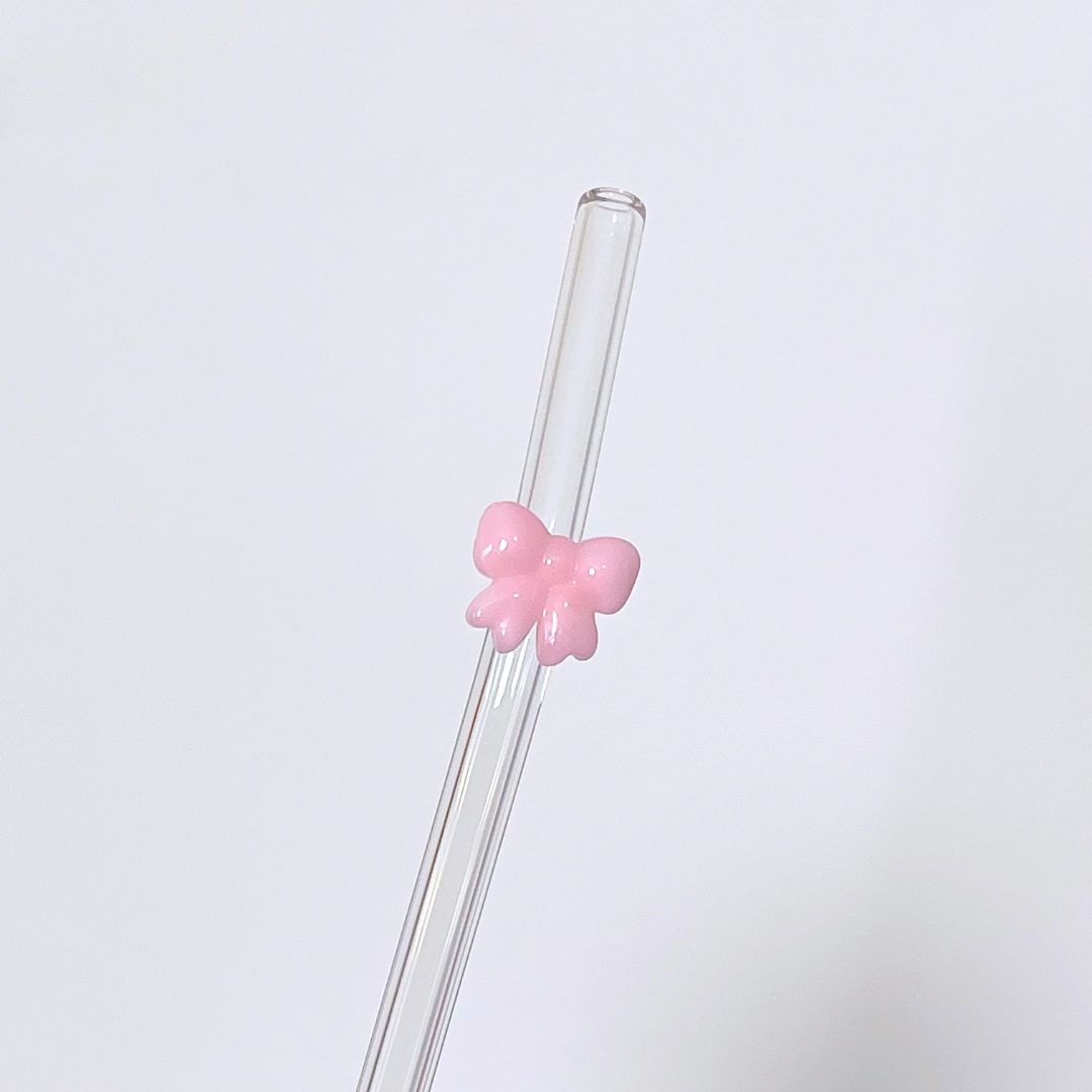 Maneifurui™ Cute Bow  Glass Drinking Straw