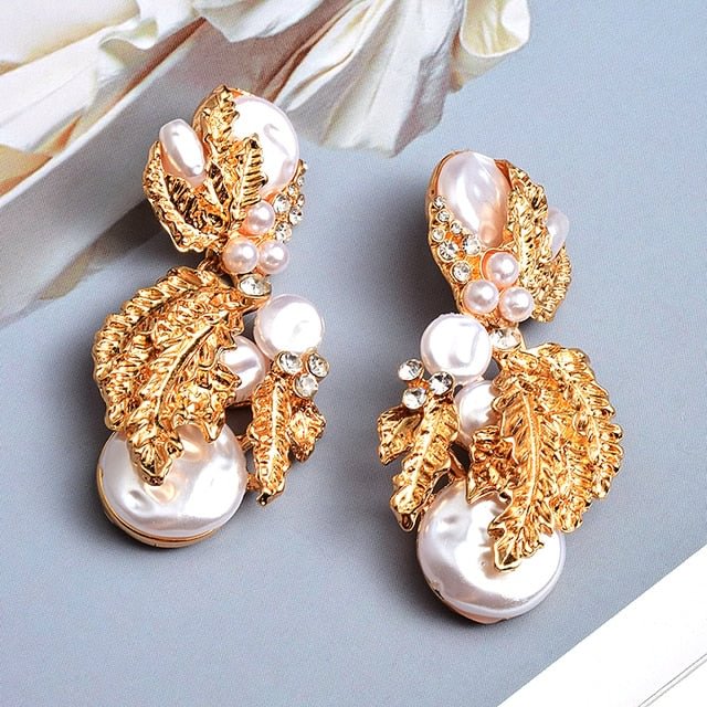 YOY-New Hanging Pearl Flower-Shaped Drop Earrings