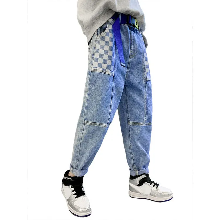 Rolanko Boys Baggy Jeans Elastic Straight Fit Stretch Denim Pants Loose Waist Everyday kids for 4-16