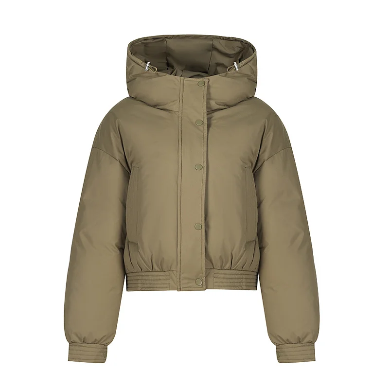 Woherb South Korean Small Tall Waist Short Down Cotton Jacket Female 2024 Winter New Versatile With Thick Bread Jacket-Outfit Ideas