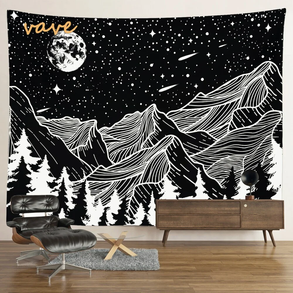 Nigikala Mandala Tapestry Sun And Moon White Black Cloth Fabric Large Tapestry Wall Hanging Boho Hippie Aesthetic Dorm Room Decor