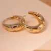 18K Yellow Gold Round Diamond 5 Star Diamond-milling Hoop Earrings