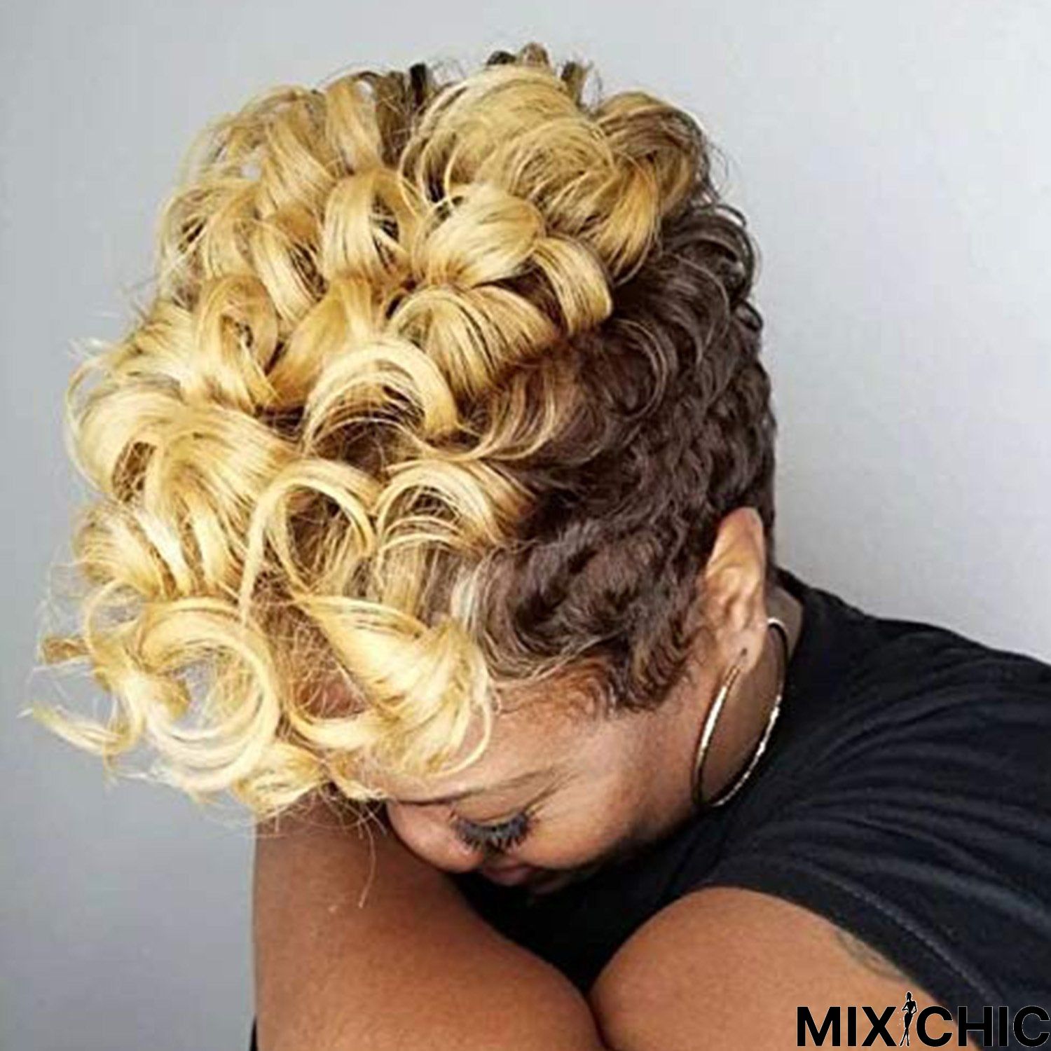 European and American Short Curly Hair Wig Chemical Fiber Hair Hood