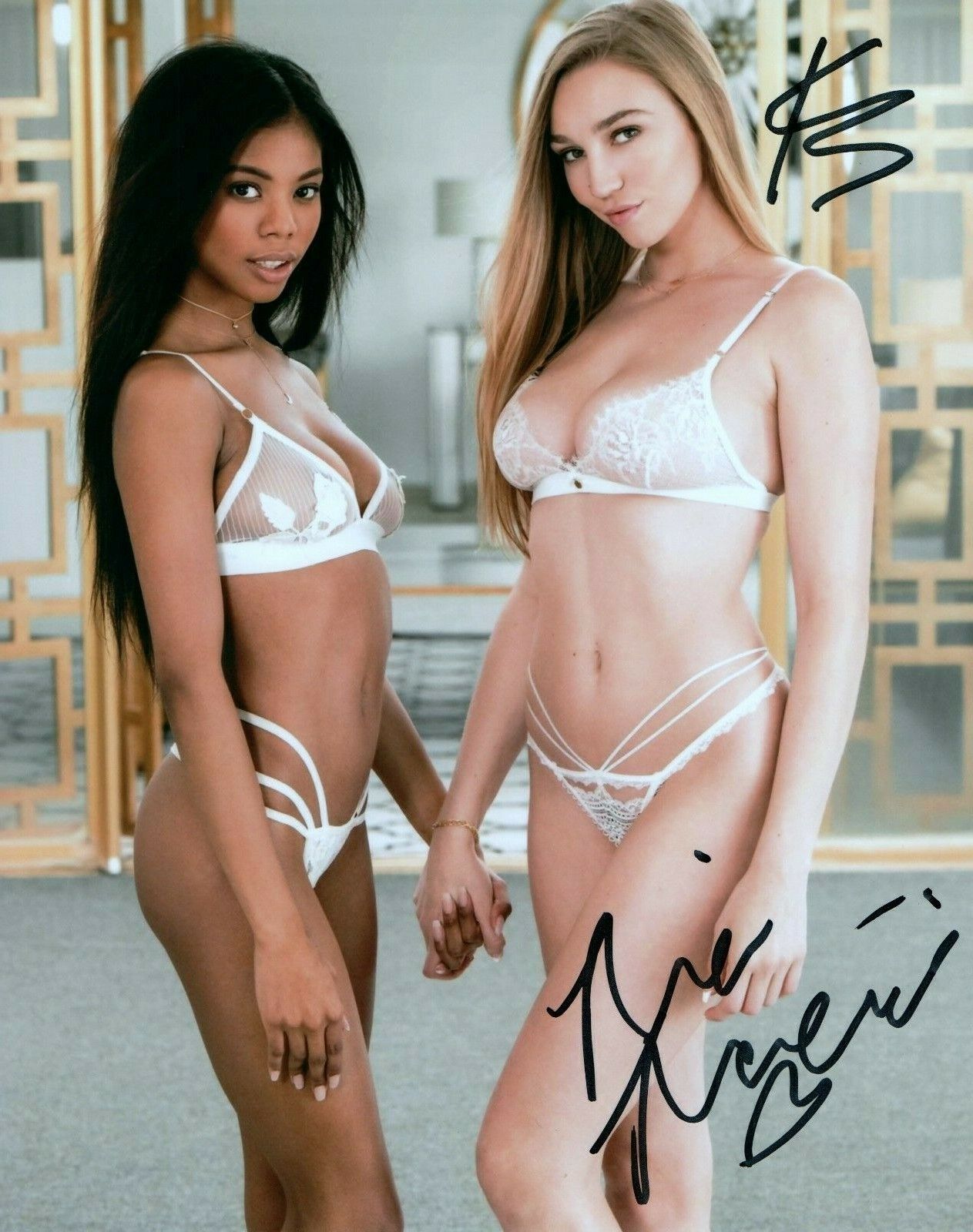 Kendra Sunderland & Nia Nacci Combo Signed 8x10 Adult Model Photo Poster painting COA Proof 10