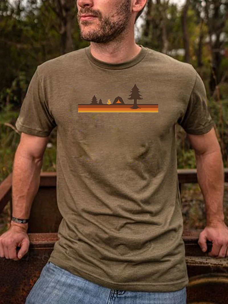 Outdoor Camp Printed Casual T-Shirt in  mildstyles