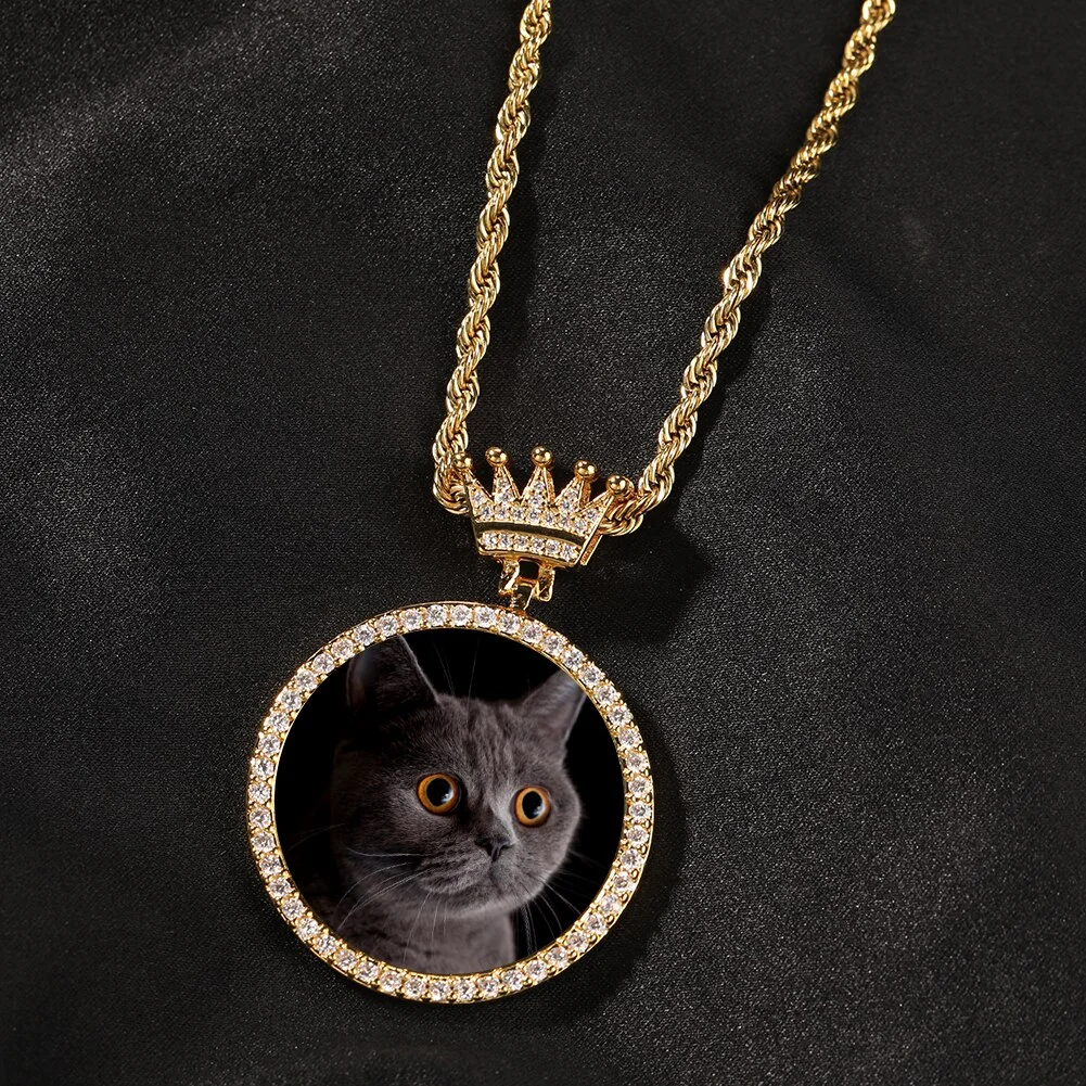 Custom Photo Crown Clasp Memory Pendant Personalized  Necklace Jewlery-VESSFUL
